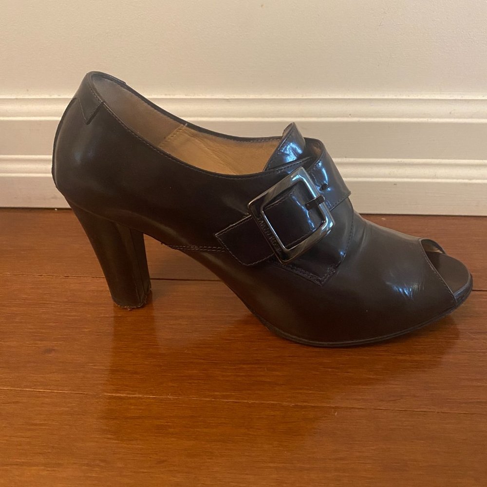 Taryn Rose Brown Peep Toe Oxford Heels
